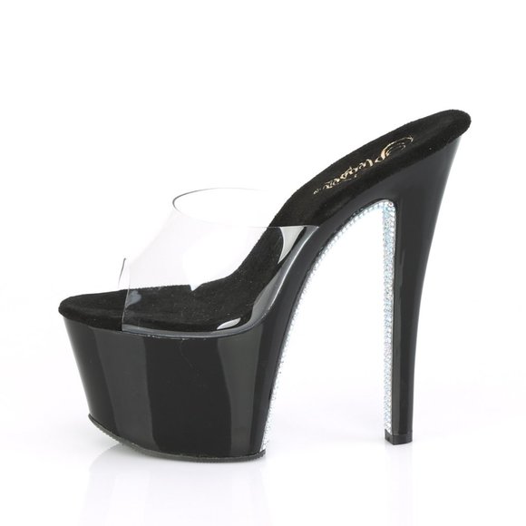 PLEASER Sexy Women Platform Rhinestone Clear High Heel Shoes